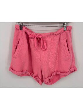 Victorias Secret Pink Womens Drawstring Lounge Shorts Large Pink Cotton Blend